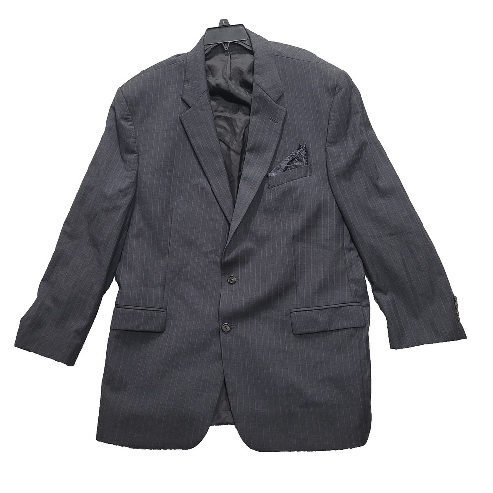 Polo Ralph Lauren Blazer Mens 50XL Black Pinstripe 2 Button 100% Wool Sport Coat